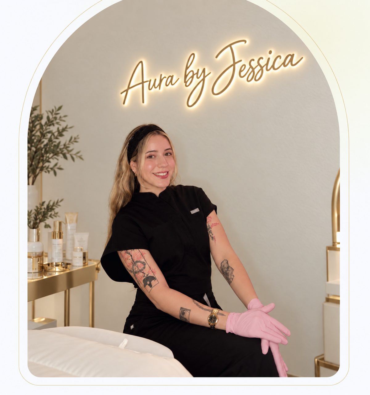 Jessica, esthetician and founder of Aura Skin, in the studio